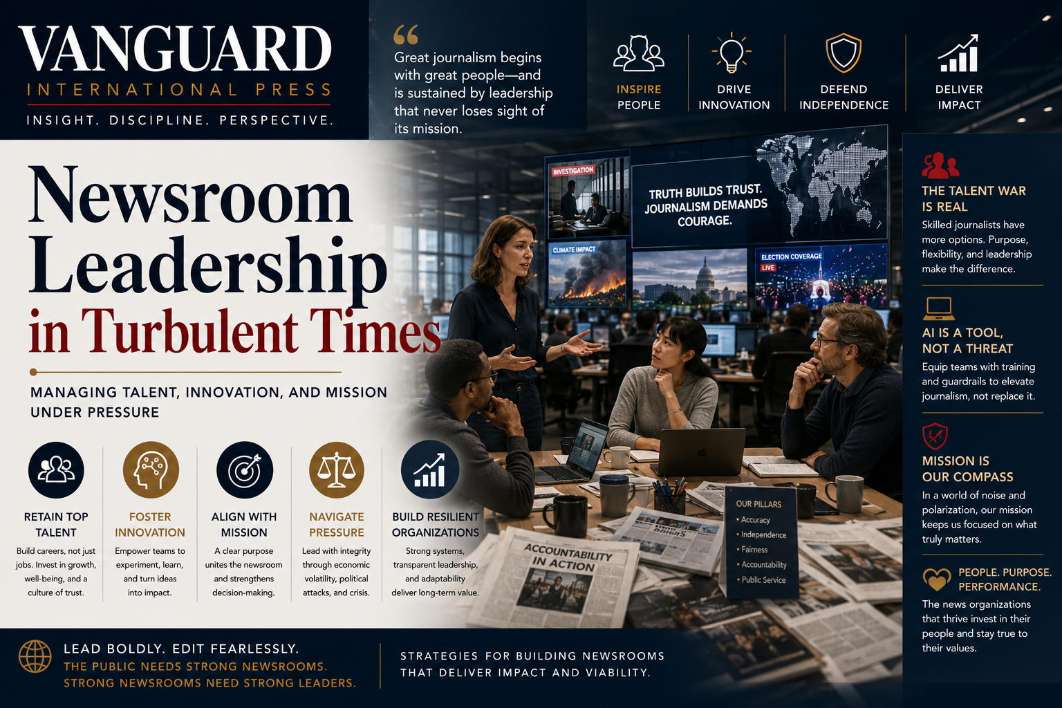 Newsroom Leadership in Turbulent Times: Managing Talent, Innovation, and Mission Under Pressure