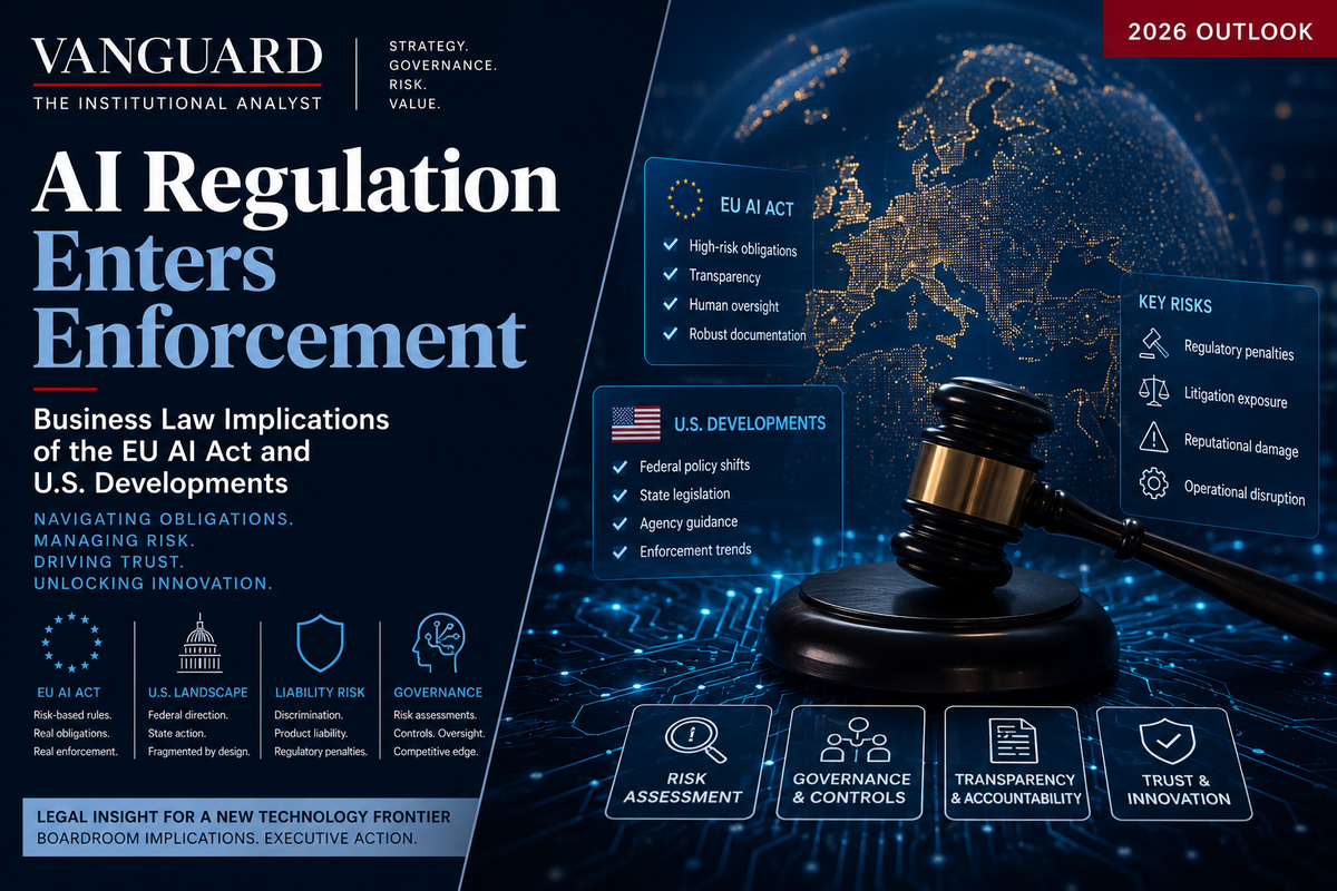 AI Regulation Enters Enforcement: Business Law Implications of the EU AI Act and U.S. Developments